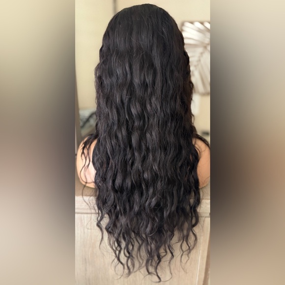 Elegant Black Brown Wavy Hair Wig 26 inch 13x4 free parting wig - Picture 9 of 11